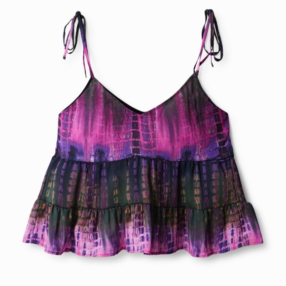 "NEW" Desigual Tie Dye Baby Doll Top - Picture 6 of 13